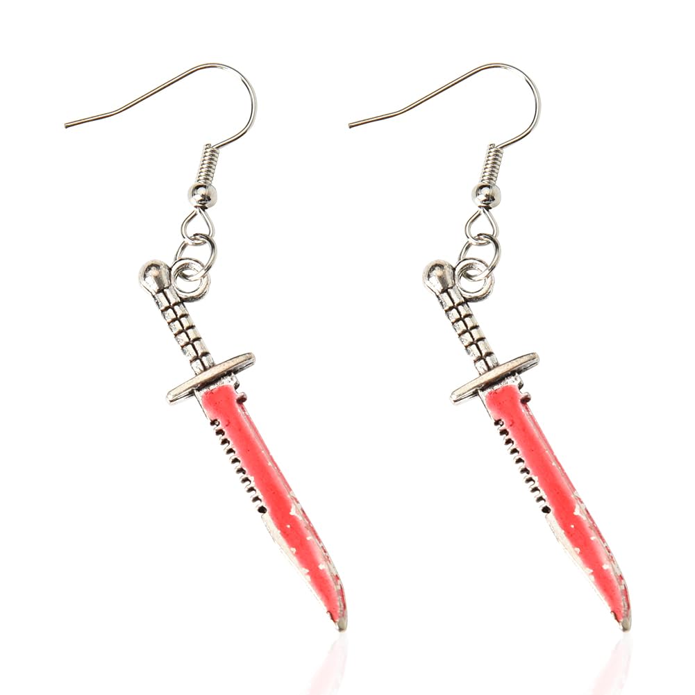 Funny Halloween Earrings for Women Bloody Knife Dangle Earrings for Weird Gothic Earrings Dangling for Halloween Coustume for Goth Punk Accessories Horror Movie Party Favors
