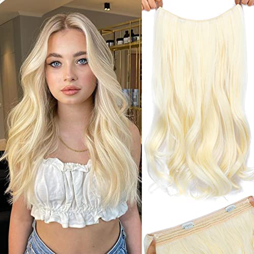 Halo Hair Extensions Thick Invisible Wire Hair Extension with Transparent Headband Bleach Blonde Hairpieces 4 Types Adju