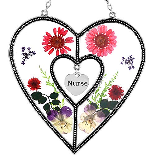 image for KY&BOSAM Nurse Heart Suncatchers Stained Glass Suncatchers for Windows