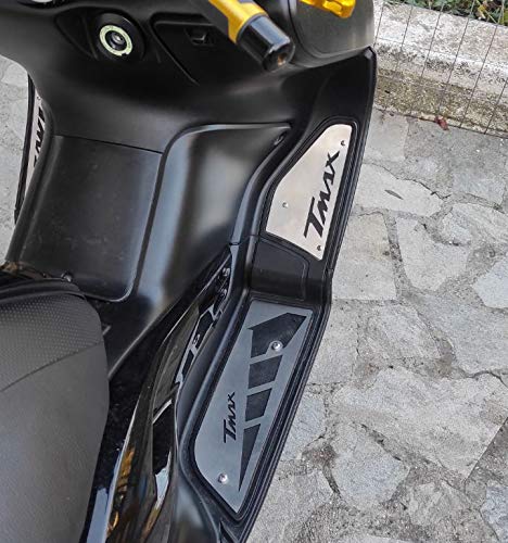 Paire Repose-Pieds Aluminium Noir Pour Yamaha T-Max 500 (2001-2007) - Compatible, Chromé/Noir