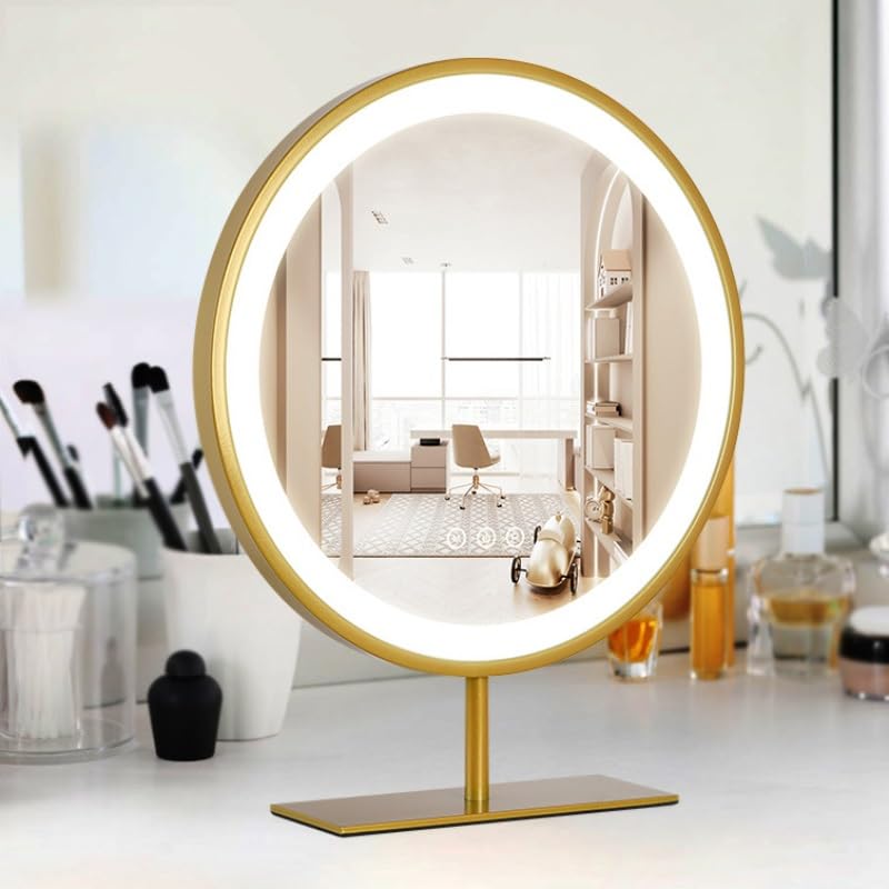 Miroir maquillage de bureau intelligent LED rechargeable rotatif