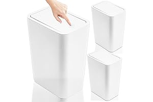 Cheardia 3-Pack Trash Bin 3 Gallon, Slim Plastic Garbage Cans with Pop-Up Lid