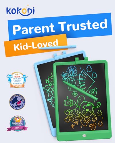 Image of KOKODI LCD Writing Tablet, 10 Inch Colorful Toddler Doodle Board Drawing Tablet, Erasable Reusable Electronic Drawing Pads, Educational and Learning Toy for 3-6 Years Old Boy and Girls(Green)