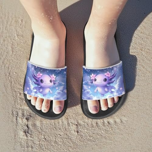 Axolotl Print Kids Slide Sandals Anti-Slip Summer Beach Slippers2