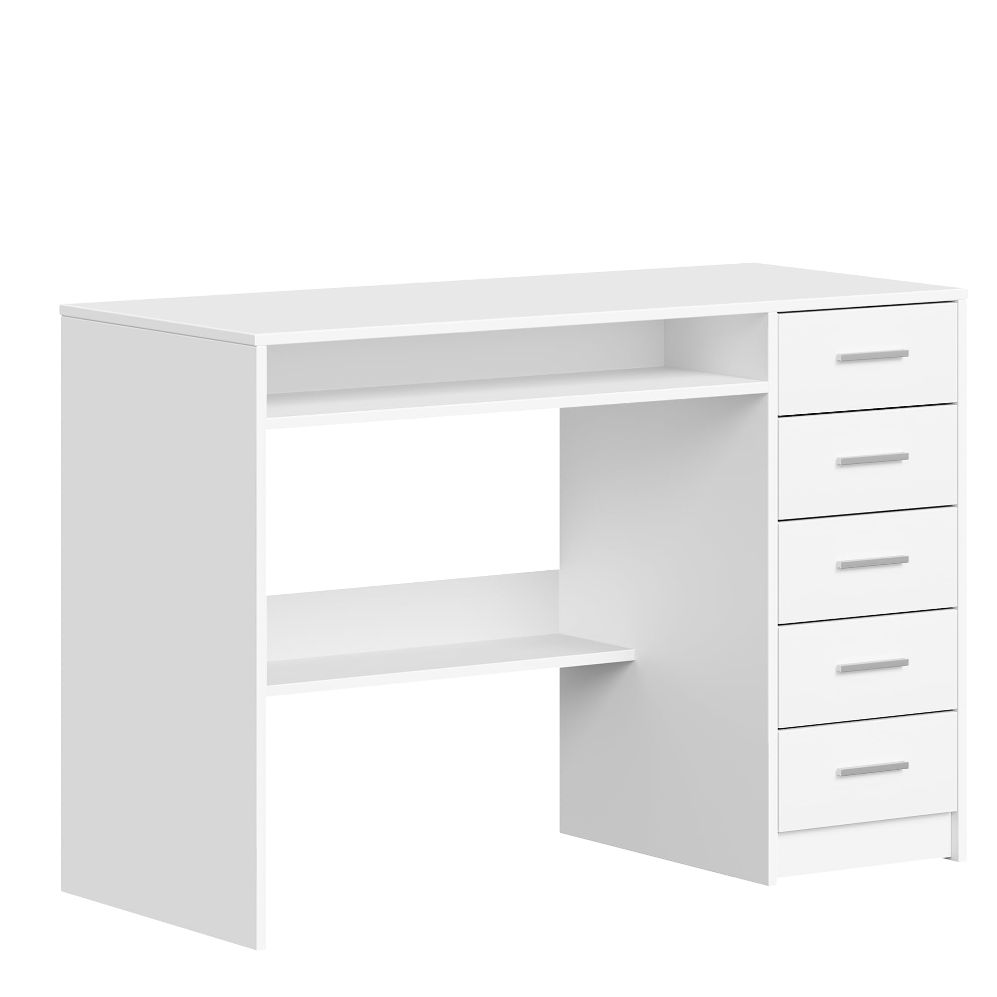 Hzuaneri Schreibtisch 108x50cm 5 Schubl. weiß | 5 Schubl,minimalistisch, stabil. Für Büro,Arbeitszimmer,Schlafzimmer. 108x50cm, weiß. Ref. CD10503X.