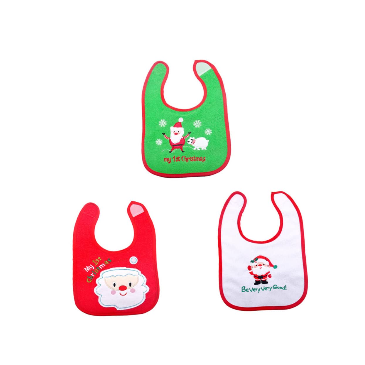 VICASKY 9piezas Baberos De Alimentación Diseño De Santa Claus y Bolsillo Recogedor Paquete De Aleatorio Divertidos Baberos De Cartoon Para Navidad