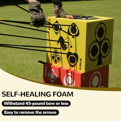Image of Kalkal Archery Target, 6 Side Foam Archery Target Block with Carry Handle, Easy Arrow Removal, Lightweight Poker Archery Targets for Backyard Practice