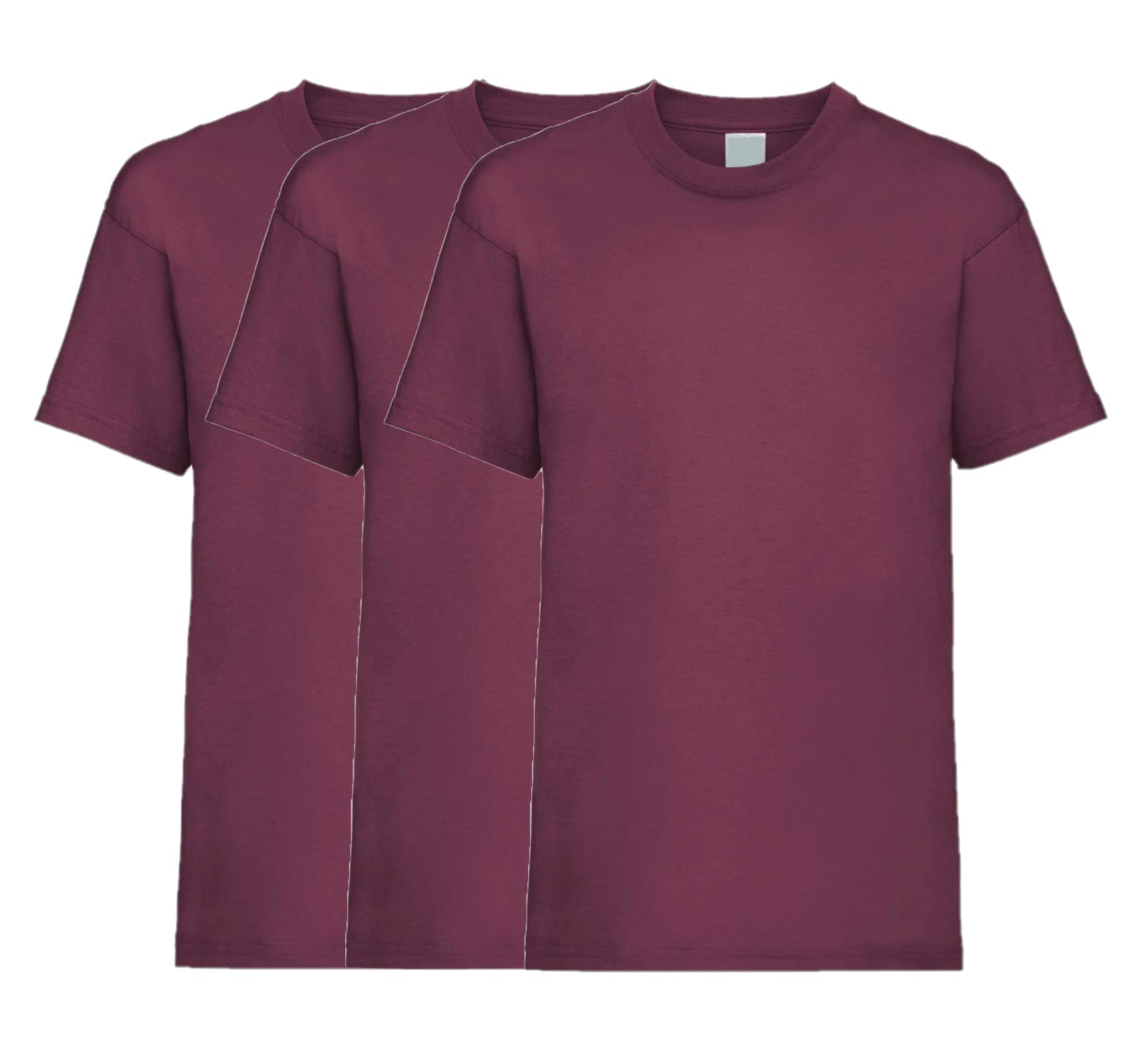 COOZO Unisex Kids Valueweight Pack of 3 Short Sleeve T-Shirts - Burgundy - 14-15 Years