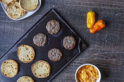 Lodge Pre-Seasoned Cast Iron 2-in-1 Double-Sided Reversible Grill Pan/Griddle Plate for Indoor and Outdoor Use. Flat and Ridged. Induction, Oven, Grill and Metal Utensil Safe. Made in The USA - Image 8