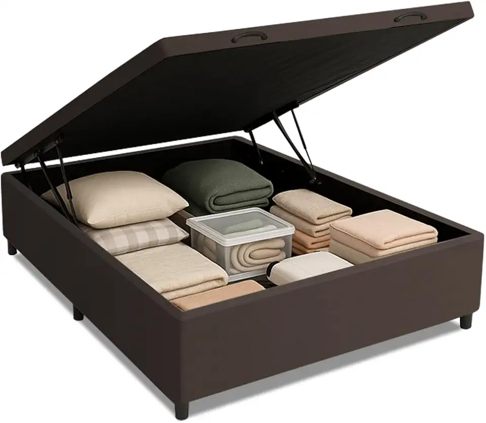 Cama Box com Baú Casal 1,38m com 41cm de Altura Prince Suede Marrom
