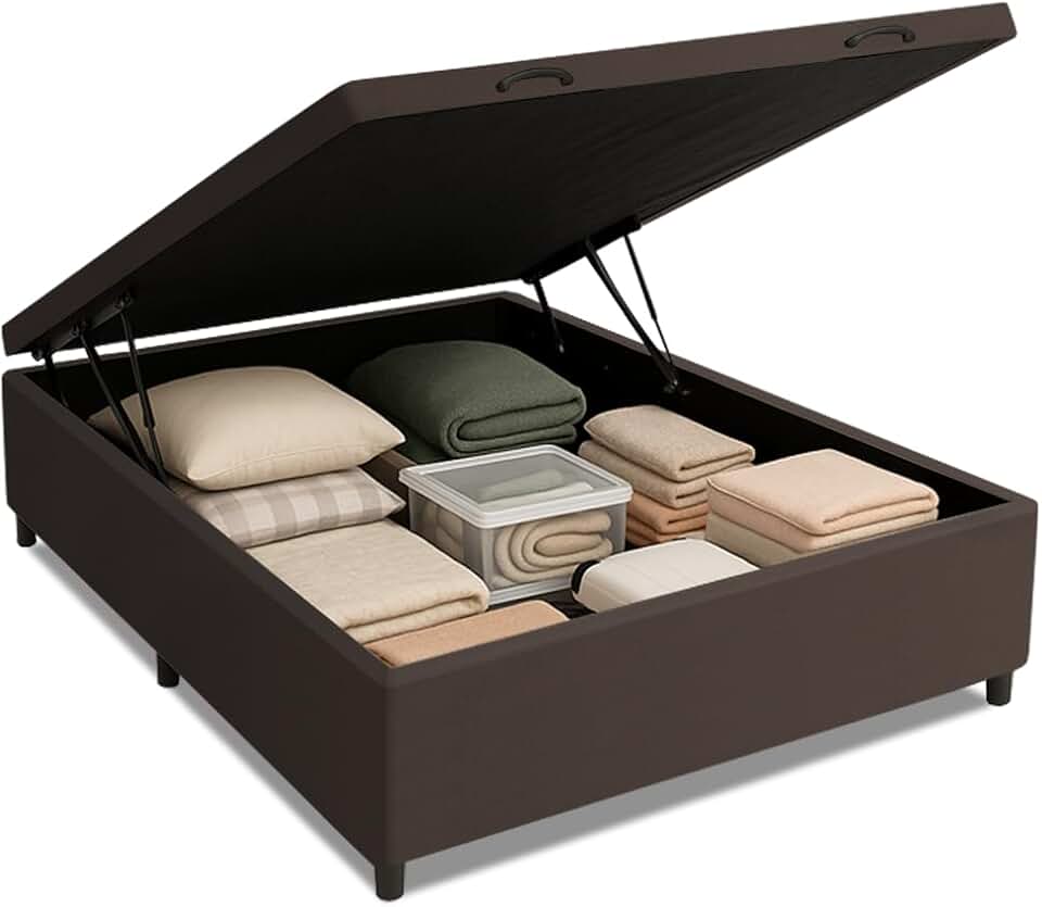 Cama Box com Baú Casal 1,38m com 41cm de Altura Prince Suede Marrom