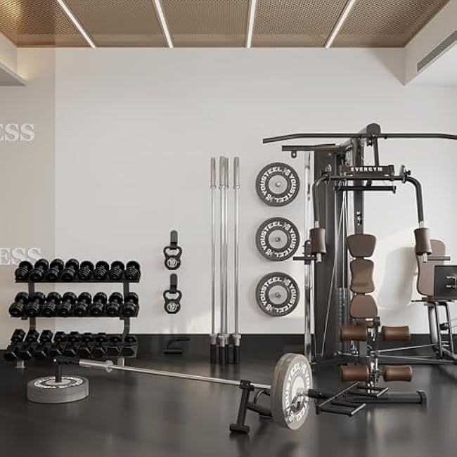 Barbell Rack Stand Vertical Olympic Bar Storage Rack 6 Bars Storage Rack for 2-inch Olympic Bars Dumbbell Handles Triceps Bars Curl Bars