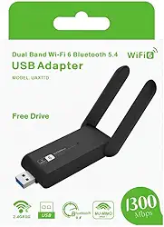 Adaptador WiFi 6 USB Dual Band 5GHz 2.4GHz 1300Mbps Antena Wireless Para PC Notebook Compatível Com Windows Andarix