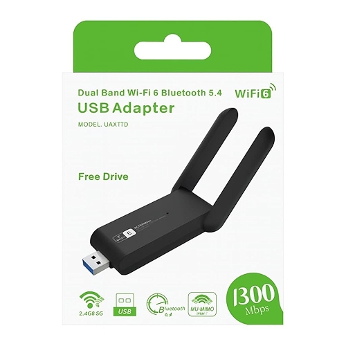 Adaptador WiFi 6 USB Dual Band 5GHz 2.4GHz 1300Mbps Antena Wireless Para PC Notebook Compa...