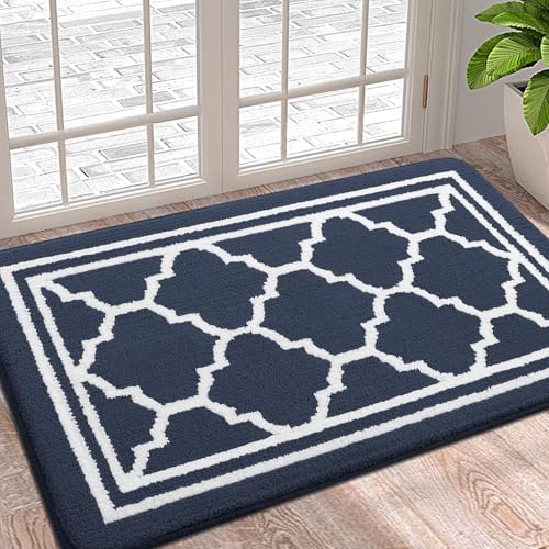 Image of Homaxy Soft Absorbent Door Mat, Dirt Trapper Doormats, 50X80cm, Navy Blue