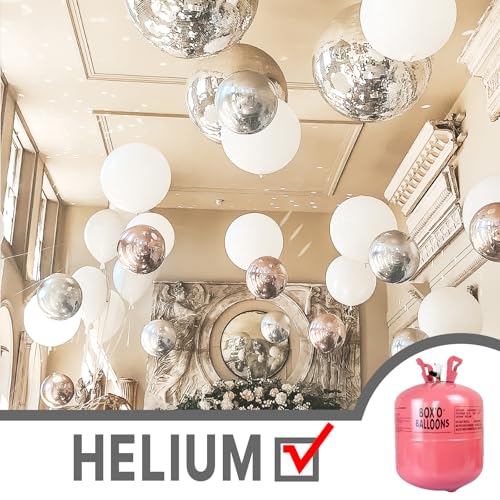 Image of PartyWoo White Foil Balloons 6pcs Large Round Giant Jumbo 4D Balloons