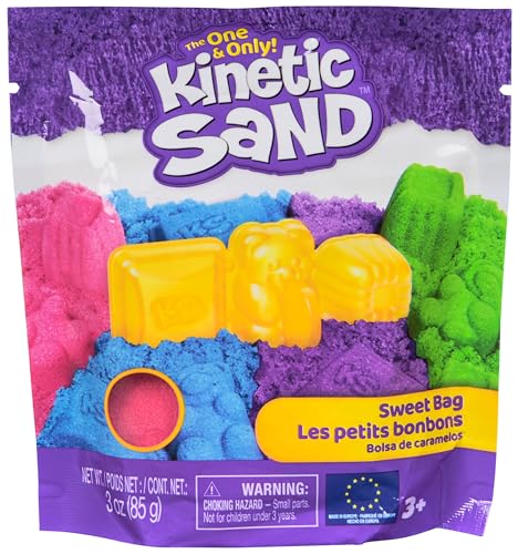 Kinetic Sand Sweet Bag - mit 85 g original magischem Sand in Einer von Vier Farben (Auswahl zufällig) und 1 Süßigkeitenförmchen für kreatives Indoor-Sand- und Rollenspiel, für Kinder ab 3 Jahren