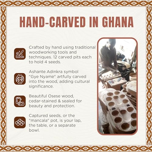 African Oware Mancala juego de mesa de madera tallada miniatura 5
