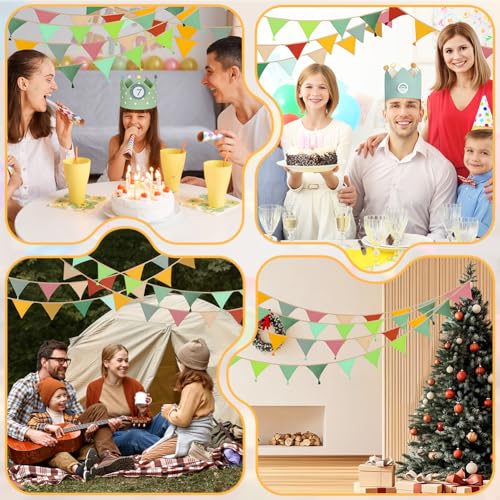 Alaoo Wimpelkette, 2.6m Wimpelkette Outdoor Wetterfest, Wimpel Stoff, Einschulung Deko, Girlande Dekoration Regenbogen Deko für Hochzeit Party Zuhause Festival Dekoration (Bonbonfarben)