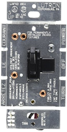 Lutron Toggler Combination Fan and Light Control, 1.5 Amp, Single-Pole/3-Speed, AY2-LFSQ-BL, Black