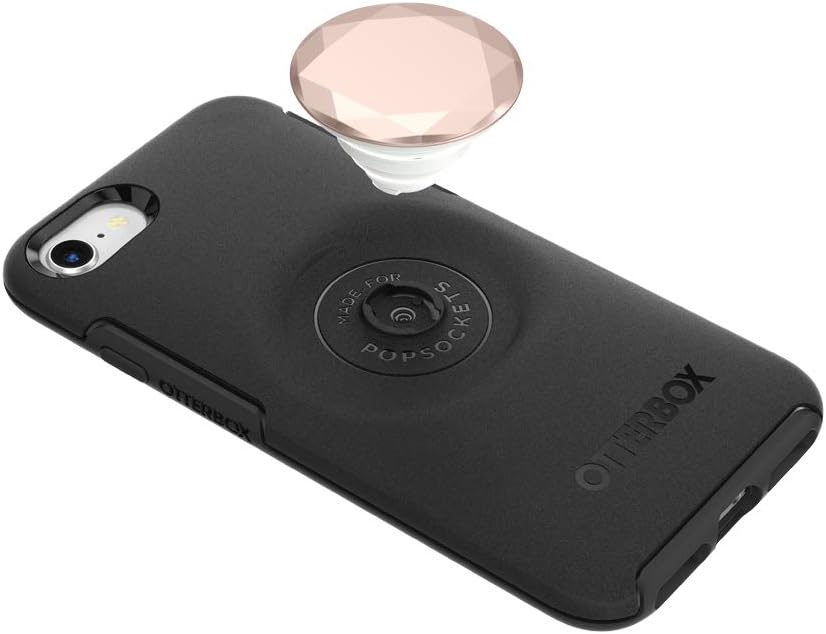 Featured Product Otter + Pop for iPhone SE, 7 and 8: OtterBox Symmetry Series Case with PopSockets Phone Grip and Phone Stand, PopGrip, Collapsible, Swappable Top, Black and Metallic Diamond Rose Gold