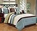 JBFF Bed in Bag Microfiber Luxury Comforter Set, Queen, Sage/Coffee, 7 Piece