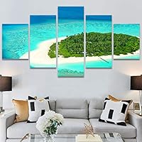 SIGNWIN 5 Panel Canvas Wall Art Modern Art Beach Coastal Expressive Global Multicolor Photography for Home Decorations Ready to Hang - 60