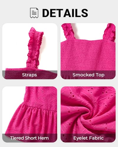 Image of Talisea Women's Plus Size Summer Dresses - Casual Eyelet Square Neck Sleeveless Smocked Ruffle A-Line Cute Short Sundress