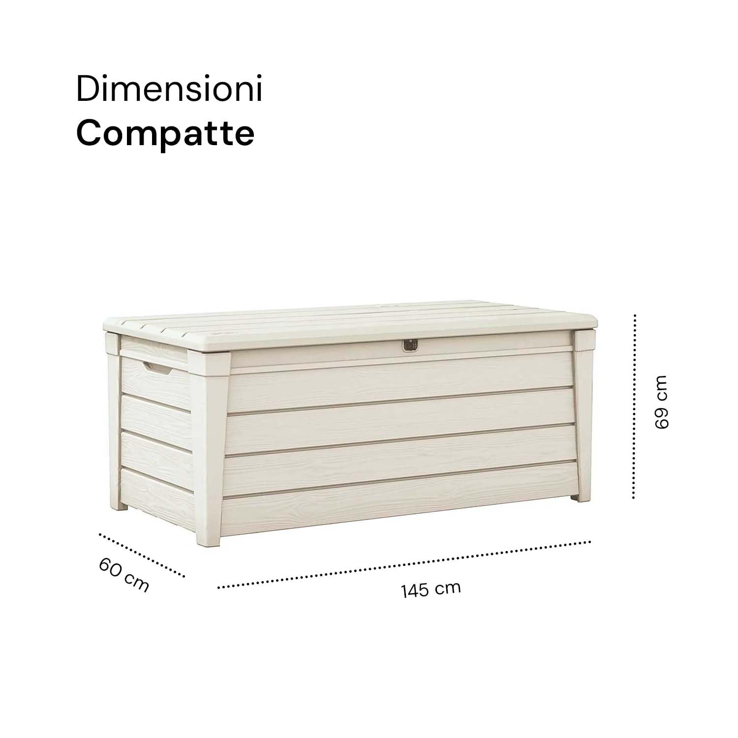 Avilia Sitzbank für den Außenbereich Creme – Doppelfunktion Stauraum und Sitz für 2 Personen – ideal für Garten und Terrasse – 454 l – aus wetterfestem Harz, Cremefarben