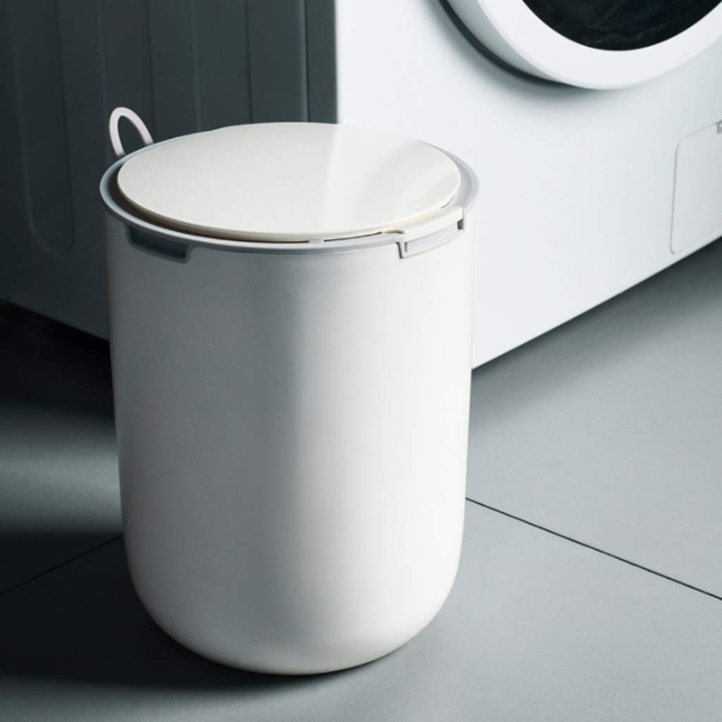 Trash Can Waste Bin Press-Type Makeup Table Trash Can Portable Table Dustbin for Home Living Room Kitchen Bedroom Bathroom Office Waste Basket (Color : White) (Gray+White)