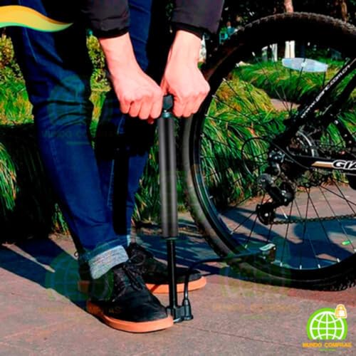 Bomba De Ar Espotiva Para Pneu De Bike Bicicleta Compacta Manual Bico Duplo para Esporte Basquete Fu