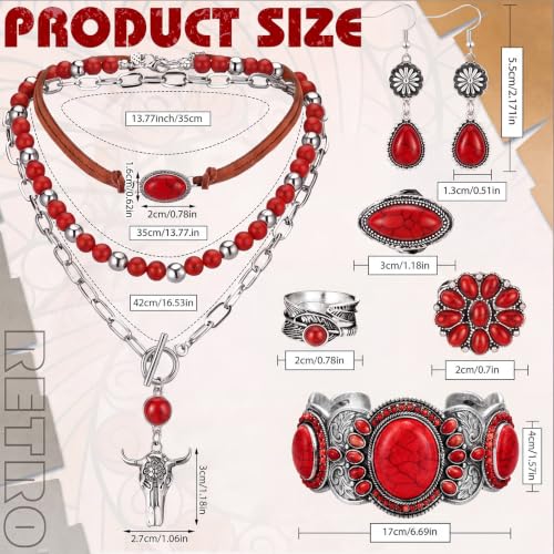 Image of Ecally Western Turquoise Jewelry Set for Women