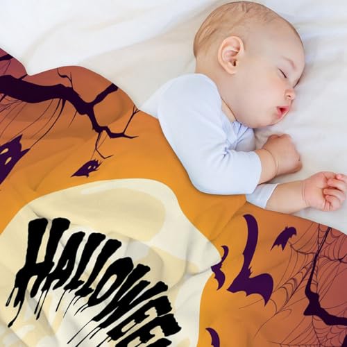 Plaid Halloween grand format couverture lit 220x240 citrouille araignée - 5