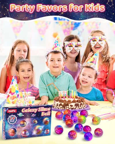 Image of 24 Pack Galaxy Slime Party Favors Classroom Prizes for Kids Teens 4-8, 8-12 | Goodie Bags, Party Favors, Treasure Box Toy for Classroom, Student Gifts, Birthday Party Supplies, Non-Sticky, Stress Relief