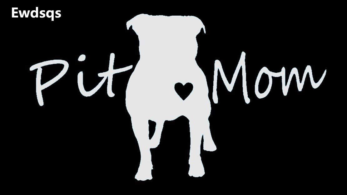 Bluegrass Decals Pit Bull Pit Mom Pitbull Dog Decal Sticker (White, 7.5")