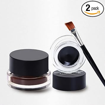 Facejewel Eye Makeup 2 In 1 Brown&Black Gel Eyeliner Water-proof Smudge-proof Set Eye Liner Kit With Brush