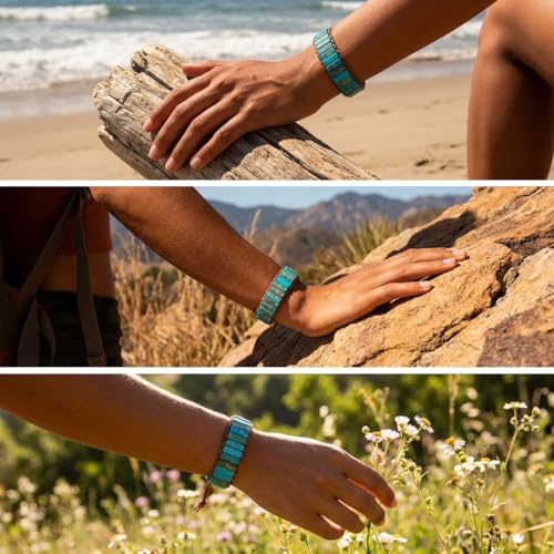 Image of YGLINE Boho Handmade Wrap Leather Tube Crystal Stone Bracelet for Women