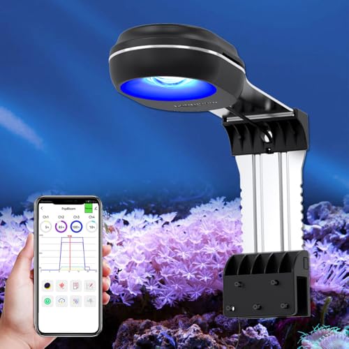 PopBloom APP-Kontrolle meerwasser aquarium led beleuchtung led lampen reef coral aquarium für 30-60cm Salzwasser Marine (60W (Schwarz))