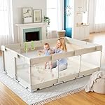 Fodoss Baby Playpen, 71×47inch Extra Large Play Pen for Babies and Toddlers, Beige Baby Playard - Image 2
