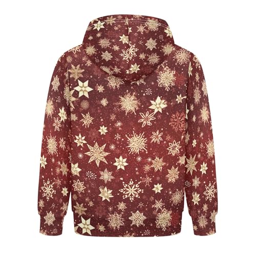 Kids Hoodies Sweaters Christmas Xmas Snowflake Hooded Sweatshirts with Big Pockets for Boys Girls B04000832