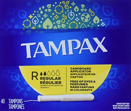 Tampax Cardboard Applicator Tampons Regular Unscented 40 Count
