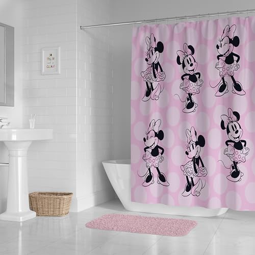 Image of Jay Franco Disney Minnie Mouse Fabric Shower Curtain - Kids Blush Pink Bathroom Decor