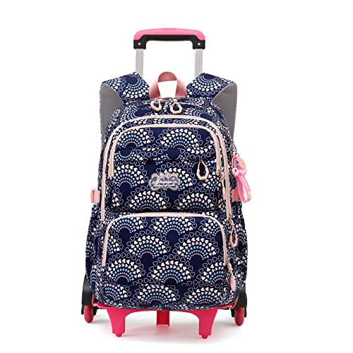 Mfikaryi Girls Rolling Backpack for Elementary Students - Outdoor Travel Trolley Bag with Wheels