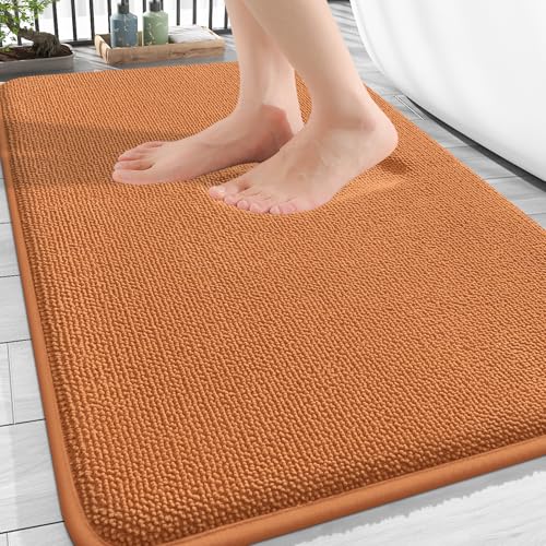 Image of OLANLY Thick Memory Foam Bath Mat Rug 30x20, Extra Soft Absorbent Bathroom Rug, Quick Dry Bath Mats, Non-Slip, Machine Washable Carpet for Bathroom, Tub and Shower, Home Decor Accessories, Clay