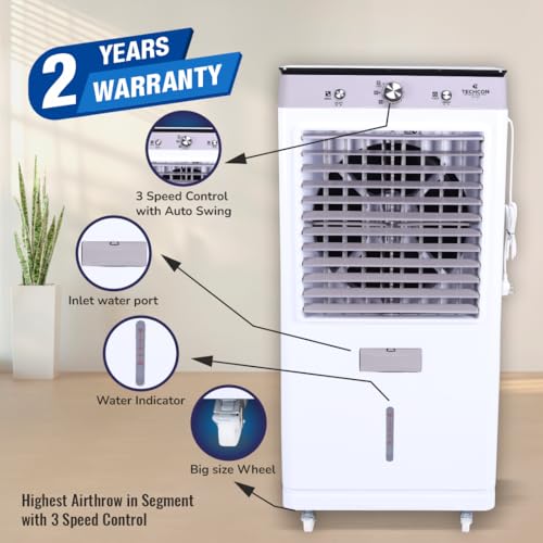 Image of GTS 70 Air Cooler | 70L Tank Capacity | 28mm Bearing Motor | Auto Swing | High Air Throw | Inverter Compatible | Honeycomb Cooling Pads | 1+1 Year Warranty