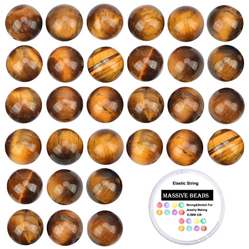 Image of 100PCS 8mm Yellow Tiger Eye A Grade Gemstone Loose Beads Natural Round Crystal Energy Stone Healing Power for Jewelry Making (Yellow Tiger Eye, 8MM)