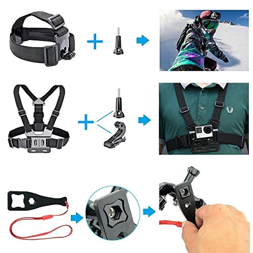 Image of Action Pro Accessories Kit Compatible with GoPro-13 /12 /11 /10 /9 /8 /7 /6 /5 /4 /3+ Session Accessory Bundle Set for Action Camera SJ4000 /SJ5000 /SJ6 Xiaomi Yi