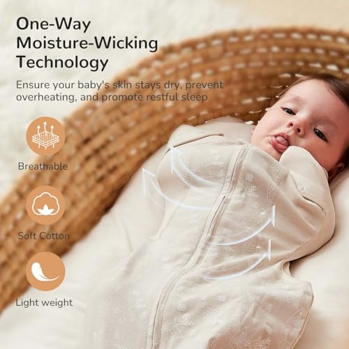 Image of Transition Swaddle Sleep Sack, 3-6 Months, 12-18 lb, 2-Way Zipper, Moisture-Wicking Fabric, Improves Sleep, Snug Fit (Jungle and Deer)