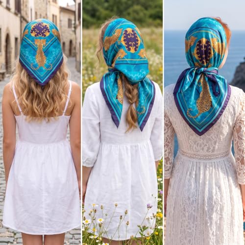 Image of Ravaiyaa - Attitude is everything Women Printed Silk Bandana 21 x 21 Inch Square Headband & Hair Wrap, Soft & Versatile | Fashion Neck Wrap
