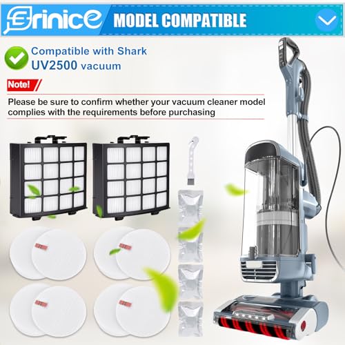 Image of 11 Pack UV2500 Brush Roller Filter Replacement Part Compatible with Shark UV2500 Performance Powered Lift-Away Upright Vacuum, 2 Filters 4 Foam Filters 4 odor neutralizer 1 Cleaning Brush
